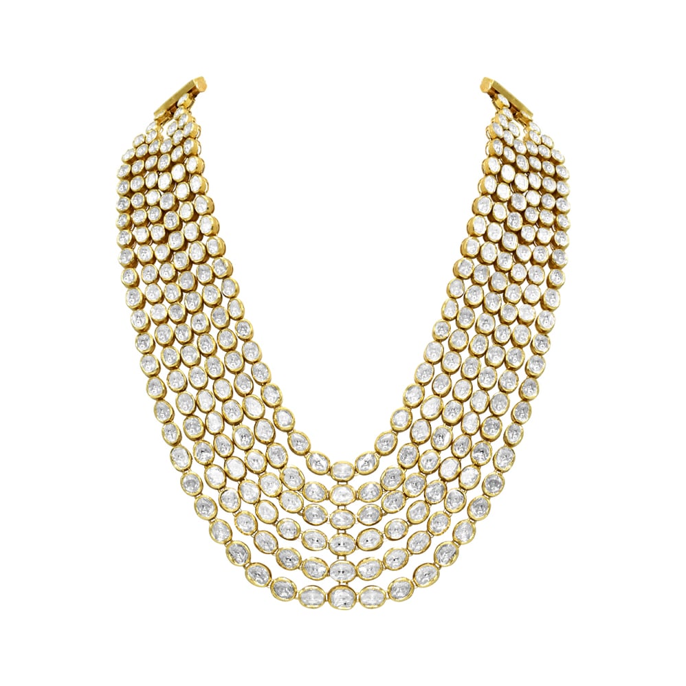 Six-Line Polki Necklace with Elegant Design